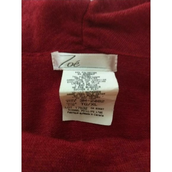 Michael Phillips Zoe Red and Black Drawstring Sweater XL Model 3M-2402 Preowned - Picture 3 of 8